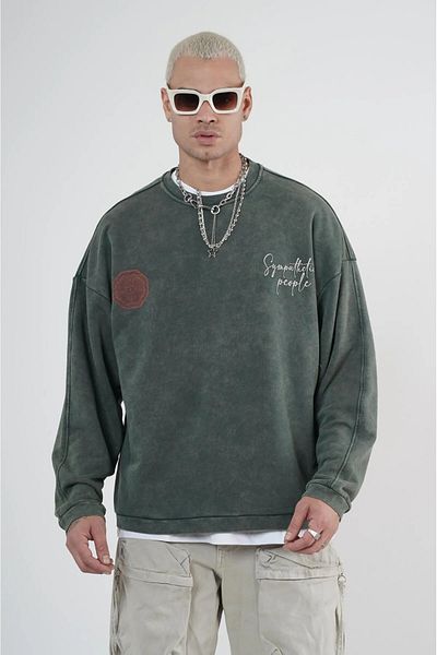 Butik TREND WE Crew Neck Μπροστινό και Πίσω Φούτερ Unisex με στάμπα που πλένεται
