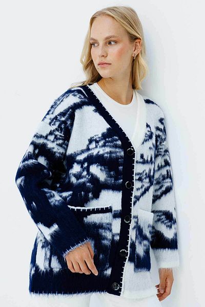 Hooopstore Cardigan bleumarin cu model