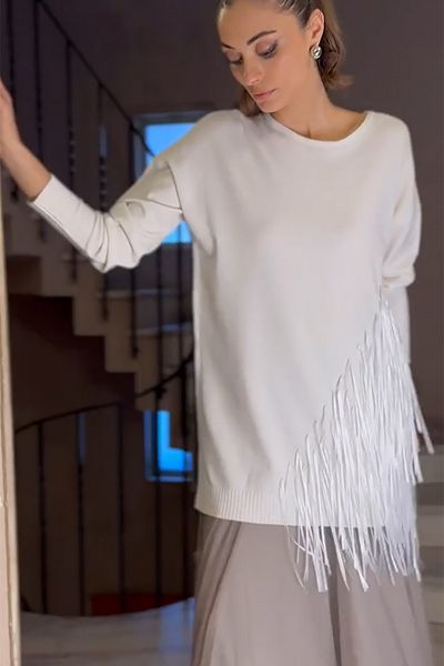 Missemramiss Ecru Rope Basic Knitwear Sweater 4585