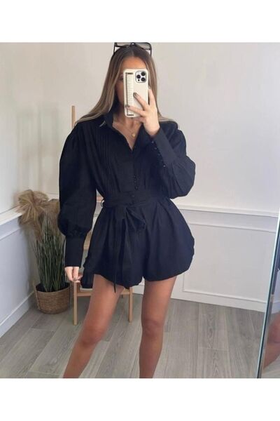 jennyfer garment İTHAL KETEN KUMAŞ GÖMLEK ŞORT TAKIM