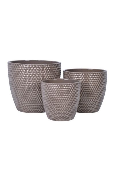 Geno 3-Piece Glossy Finishing Ceramic Flower Pot Set