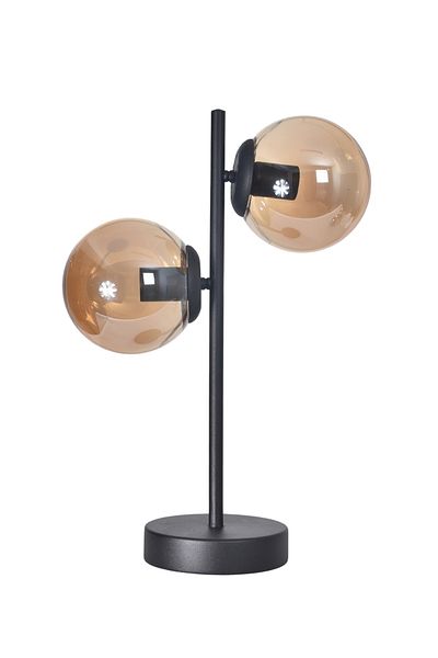 Modavize Livi Black Metal Honey Glass Design Wired Night Light Table Lamp Set of 2
