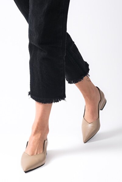 Mio Gusto Dámské boty na nízkém podpatku z pravé kůže v norkové barvě Gloria