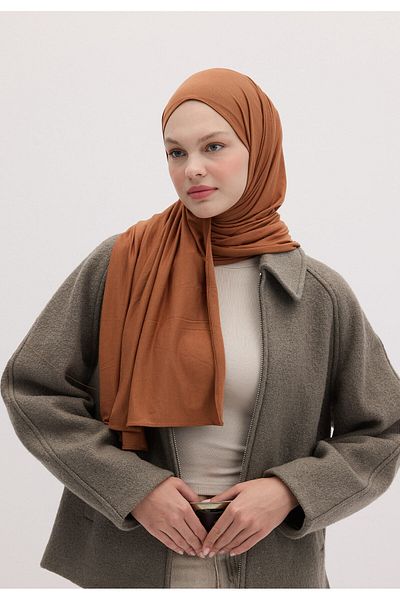 Fresh Brick Color Bamboo Combed Cotton Shawl