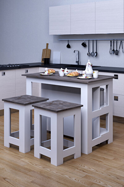 moka park avm Tabureli 4 Kişilik Dikdörtgen Şık Mutfak Adası Mutfak Masası Ye...