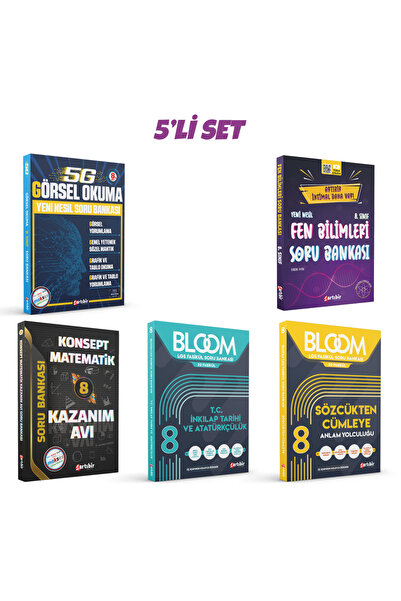 Artıbir Yayınları 8 Sınıf 5'li Yeni Nesil Soru Bankası Seti(T-M-F-İ-P) Bloom