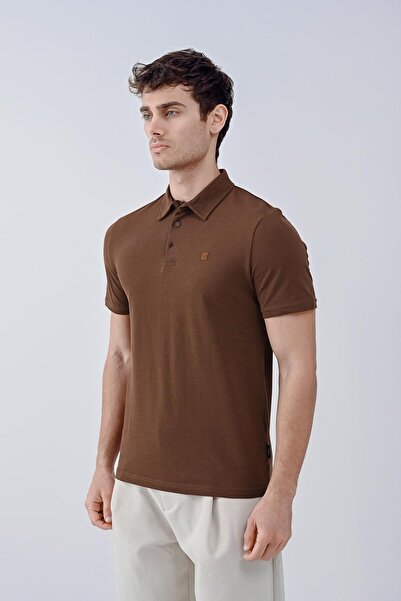 Dembu Vav tasarım baskılı polo yaka tişört K.Kahve