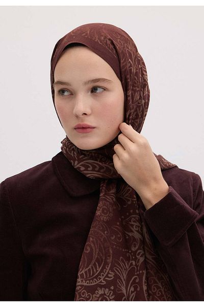 Fresh Burgundy Freesia Patterned Shawl