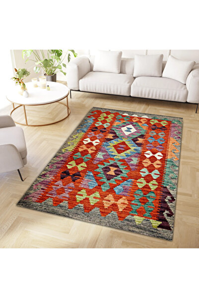 Rugs Modern Halı Mete Koleksiyonu Çok Renkli Geometrik Şekiller ve Etnik Dese...