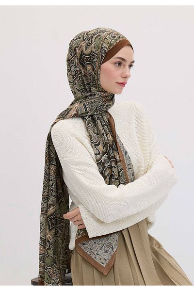 Fresh Helenne Patterned Forest Green Shawl