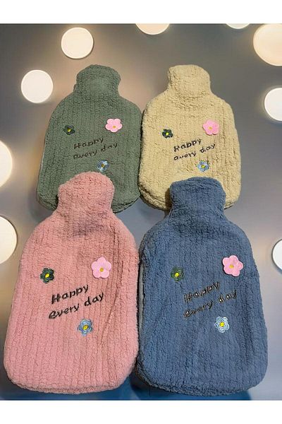 Layrol Emoji Warm Water Bag with Plush Case 2 Lt Handheld Warm Water Bag with Pocket