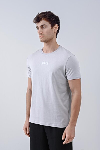 Dembu 1071 Tasarım Pamuk Bisiklet Yaka Gri T-shirt 23'