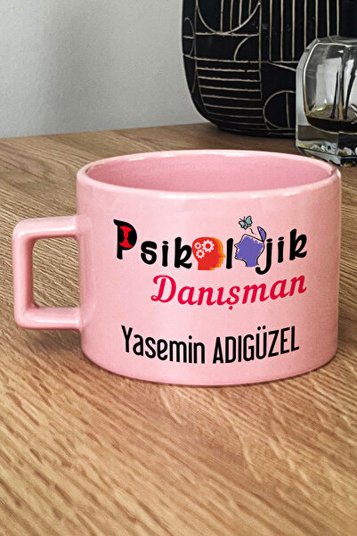 Hedizu Kişiye Özel Psikolojik Danışman Pastel Fincan Pembe Tıp Bayramı Hediyesi