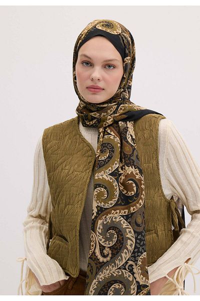 Fresh Asenath Patterned Olive Green Shal