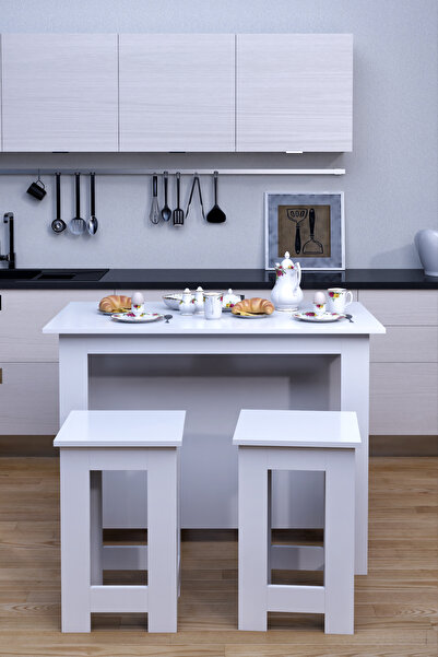 moka park avm Tabureli 4 Kişilik Dikdörtgen Şık Mutfak Adası Mutfak Masası Ye...