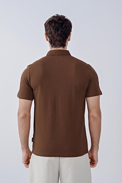 Dembu Vav tasarım baskılı polo yaka tişört K.Kahve