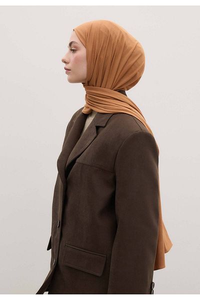 Fresh Bamboo Combed Shawl - Cinnamon Shell Patterned