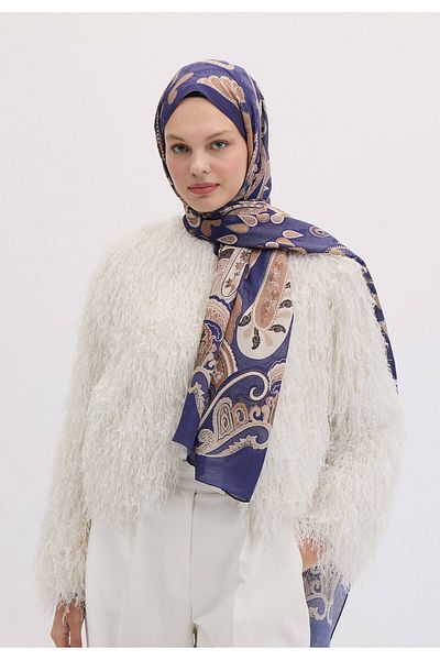 Fresh Evrin Patterned Shal - Night Blue