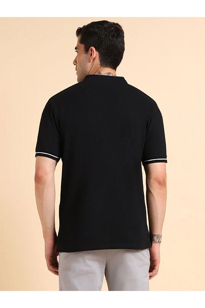 Dennis Lingo By Styli Contrast Trim Mandarin Collar Polo