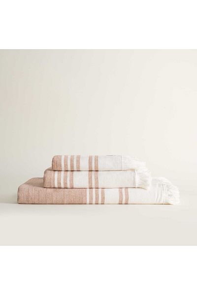 Ecocotton Σετ πετσετών Erva 3 τεμαχίων - 100% οργανικό βαμβάκι και λινό, Melange Terra