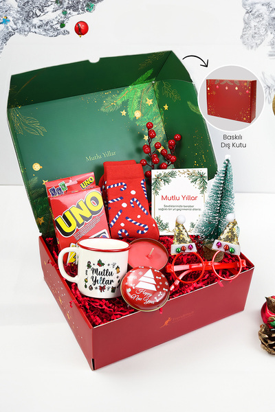 Trendmiya UNO Kart Oyunu & Yılbaşı Çorabı & Kupa & Metal Kutulu Mum & Yılbaşı...
