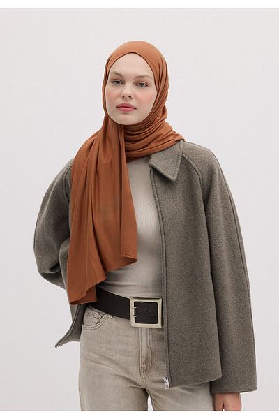 Fresh Brick Color Bamboo Combed Cotton Shawl