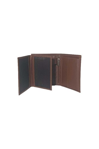 GUARD Multi-Compartment Vertical Brown Leather Men's Wallet