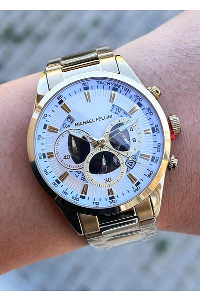 Michael Fellini Men's Wristwatch - Waterproof Steel Case and Cord