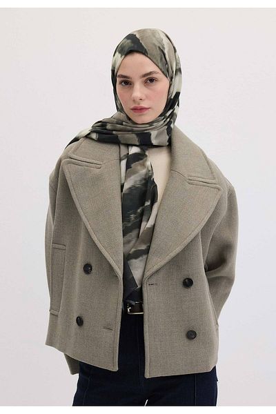 Fresh Dark Beige Tie Dye Patterned Shawl