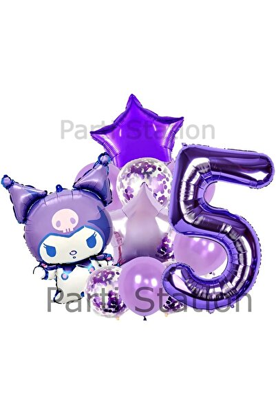 Parti Station Sanrio Kuromi 5 Yaş Mor Balon Set Anime Hello Kitty Kuromi Kons...