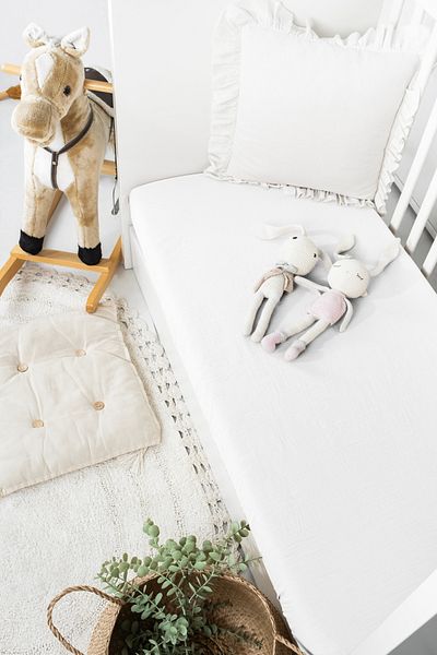 GELB 100% Organic Muslin Fitted Sheet 60 X 120 cm 20 cm Bed Height