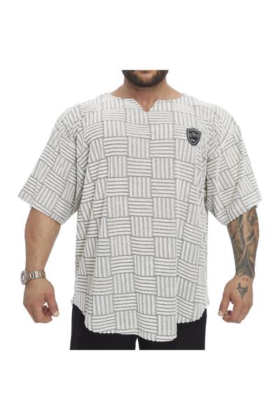 BGSM Tricou supradimensionat din bumbac tricotat texturat, cu croială largă, ...