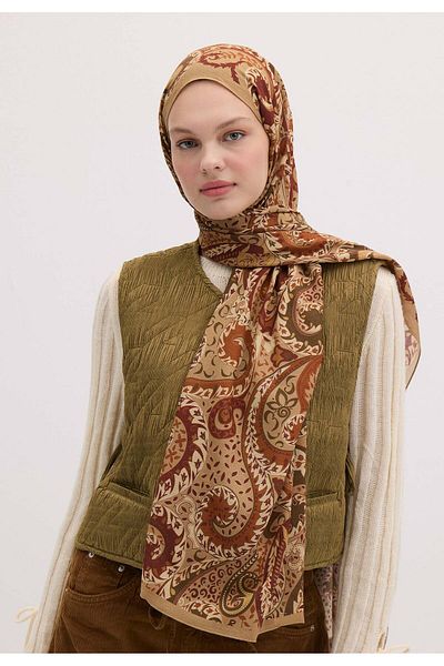 Fresh Asenath Patterned Brick Color Shawl