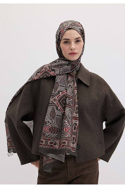 Fresh Anthracite Helen Patterned Shawl