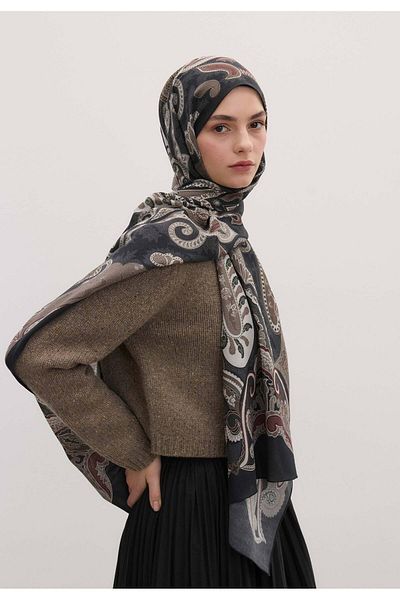 Fresh Black Universe Patterned Shawl