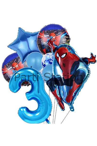 Parti Station Örümcek Adam Spiderman 3 Yaş Balon Set Spiderman Konsept Doğum Günü Balon Set