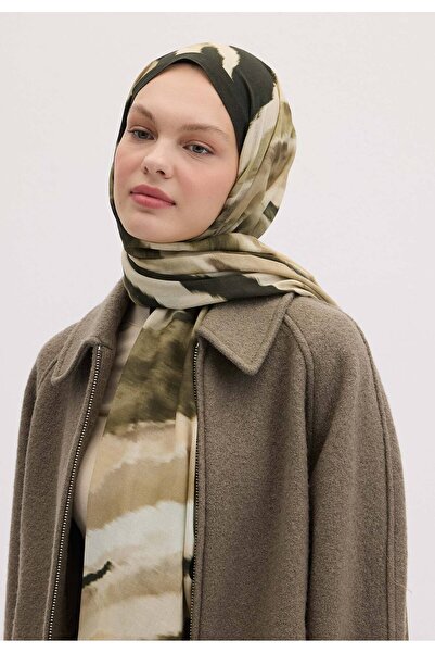 Fresh Tie Dye Patterned Shawl - Khaki