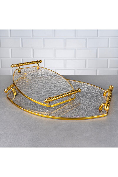 Hinora Akrilik Buzlu Model 2 Li Tepsi Set 40x27cm-31x22cm