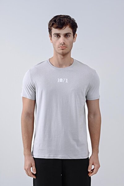 Dembu 1071 Tasarım Pamuk Bisiklet Yaka Gri T-shirt 23'