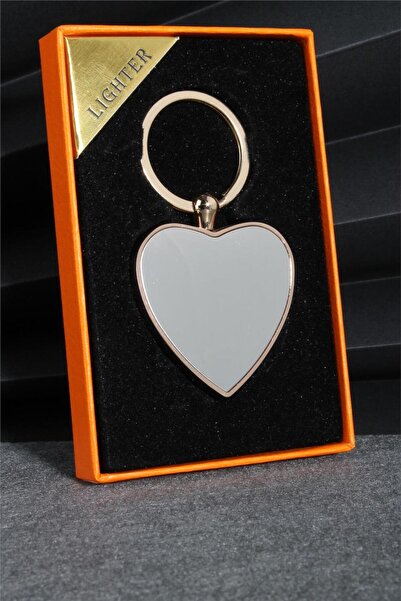Silvio Monetti Gümüş Renk Kalp Şeklinde Özel Tasarım Kaydırmalı Anahtarlıklı Şarjlı Çakmak 24csm87