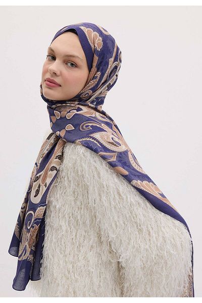 Fresh Evrin Patterned Shal - Night Blue