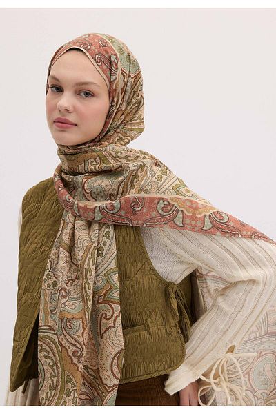 Fresh Copper Colored Siara Patterned Shawl