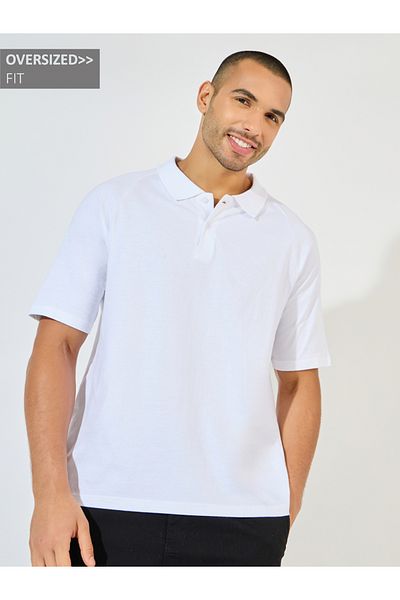 Styli Oversized Heavy Cotton Jersey Raglan Polo