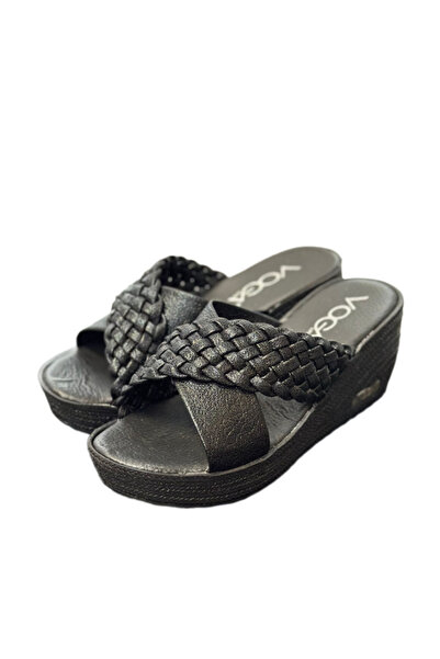 Voga Ortopedik Yüksek Tabanlı Örgü Desenli Terlik