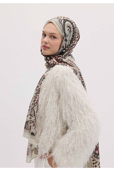 Fresh Beige Colored Valeria Patterned Shal