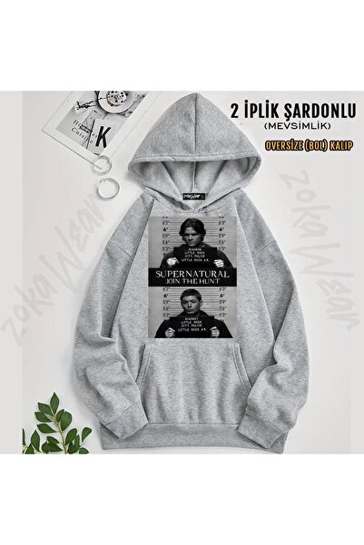ZOKAWEAR Supernatural Mugshot's Printed Hooded Oversize Sweatshirt (2 Thread)
