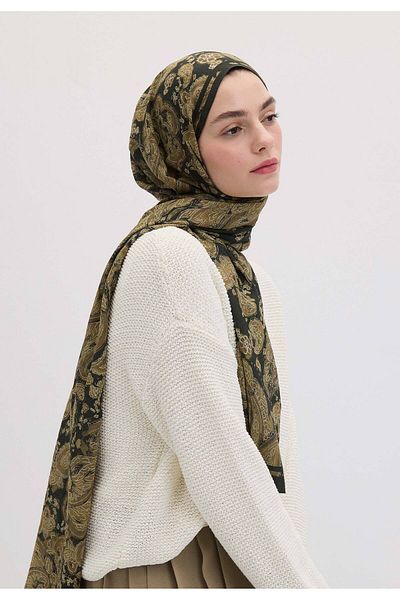 Fresh Green Freda Patterned Shawl