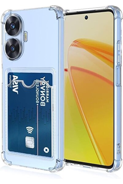 Fibaks Realme C55 Kılıf Kamera Koruma ve Köşe Korumalı Kartlıklı Cüzdanlı Darbe Emici Kapak