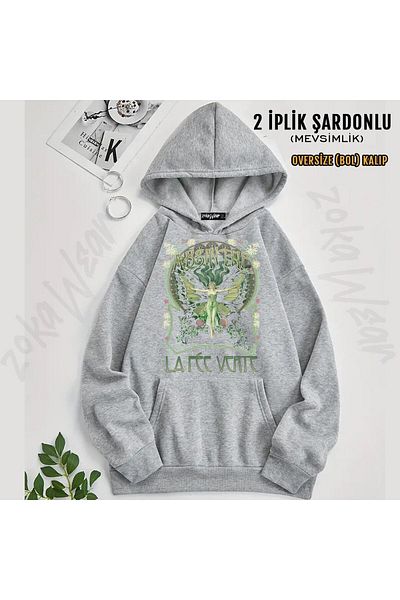 ZOKAWEAR Absinthe Printed Hooded Oversize Sweatshirt (2 Thread)
