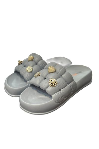 AKINAL Knitted Patterned Buckle Soft Padded Slippers